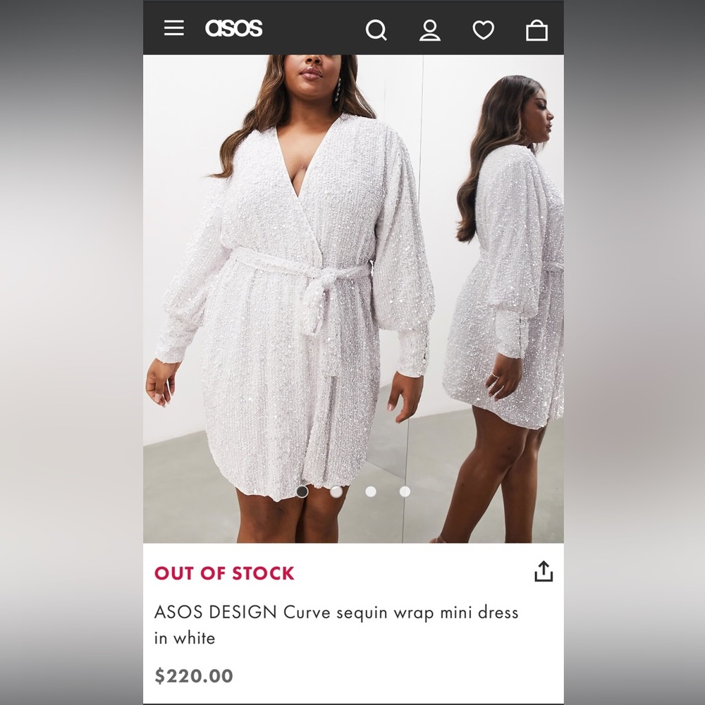 ASOS White Sequin Wrap Dress